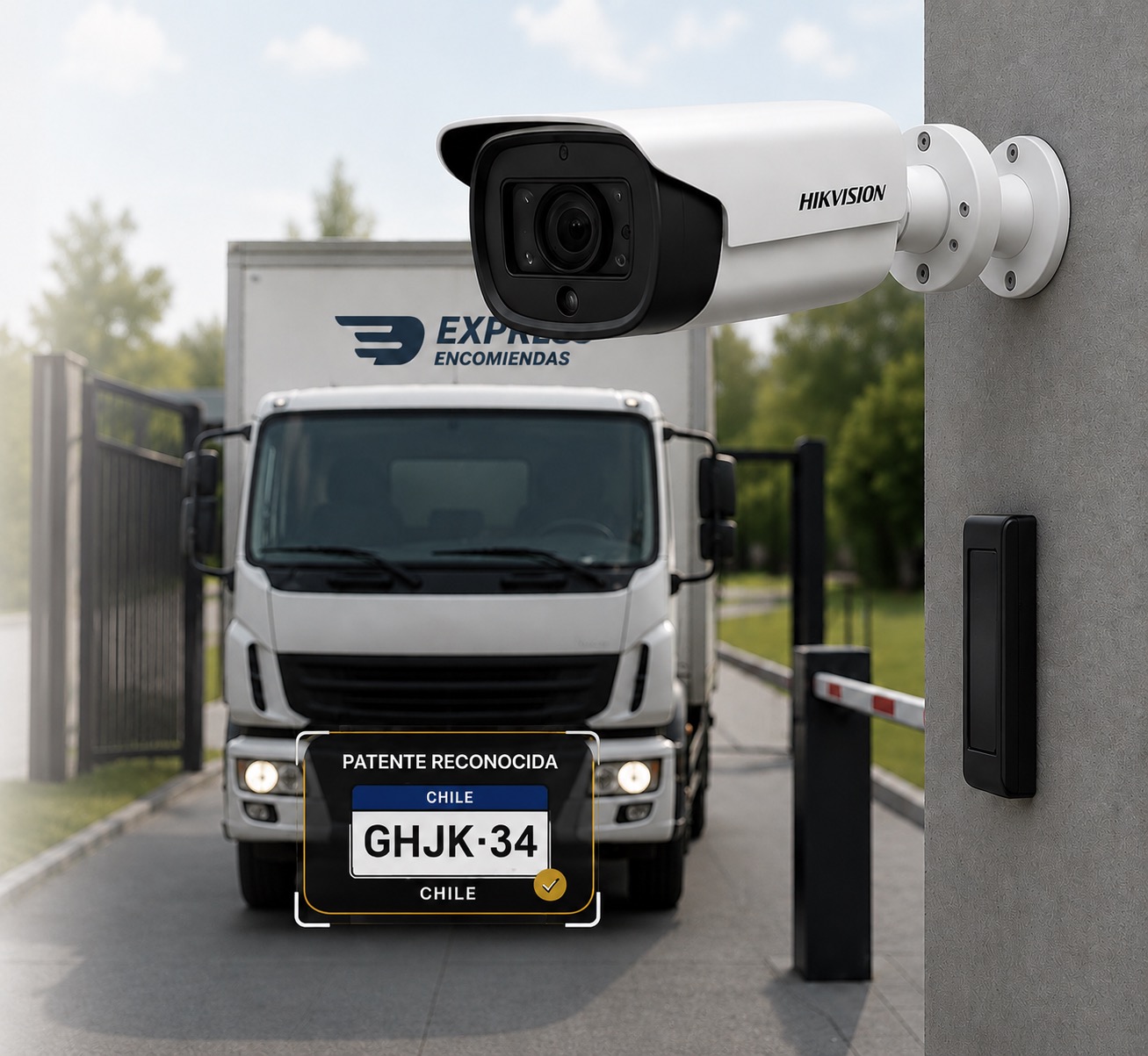 Sistema LPR Hikvision — reconocimiento de patentes en camión